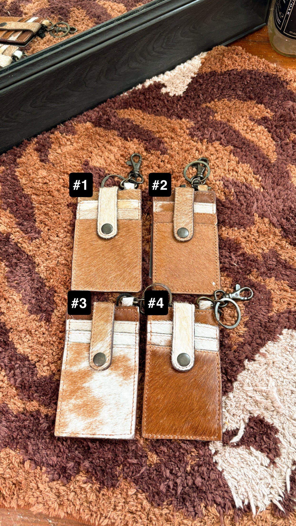 TAN COWHIDE CARDHOLDER W KEY RING