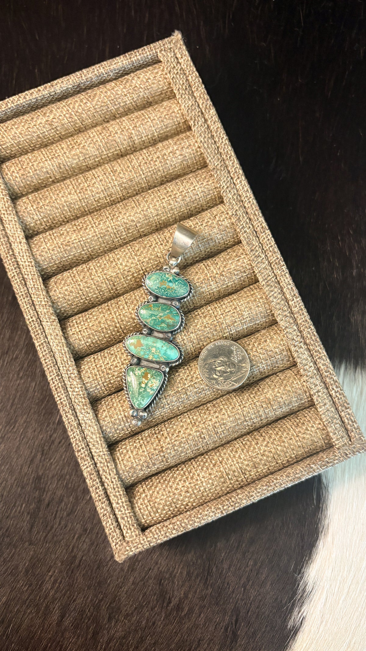 4 STONE SONORAN GOLD TURQUOISE BAR PENDANT BY ELI SKEETS