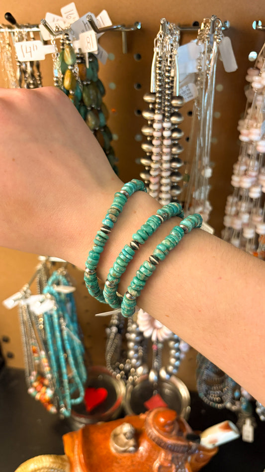 RED SKIN TURQUOISE BRACELET W MAGNETIC CLASP