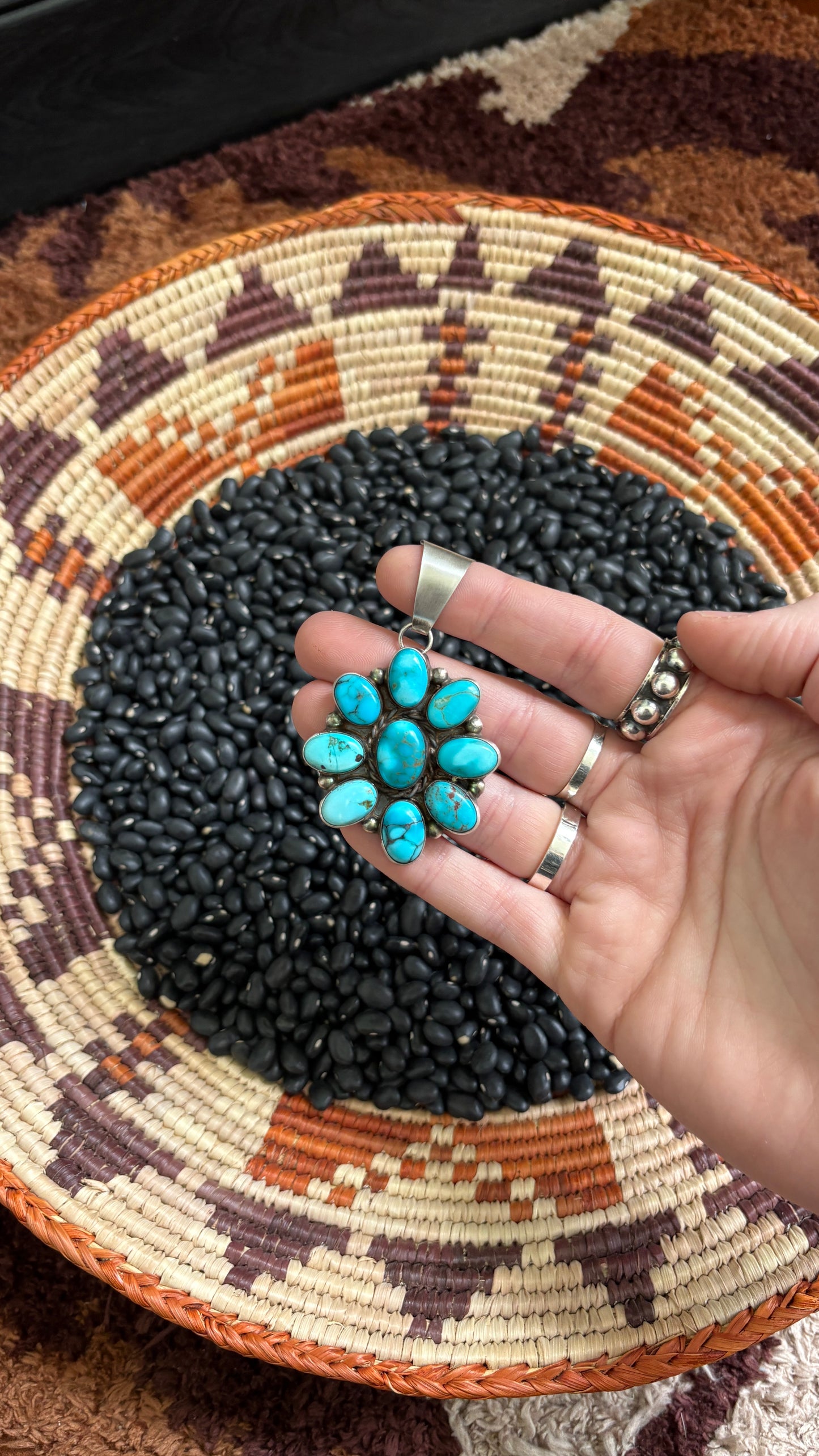 KINGMAN TURQUOISE CLUSTER PENDANT BY WILSON DAWES - #2