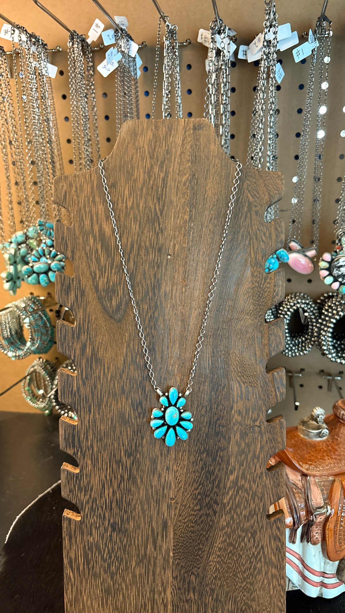 11 STONE TURQUOISE CLUSTER NECKLACE BY DEBRA SMITH