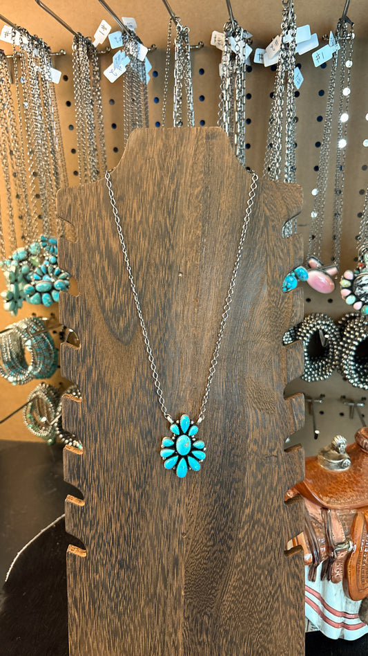 11 STONE TURQUOISE CLUSTER NECKLACE BY DEBRA SMITH
