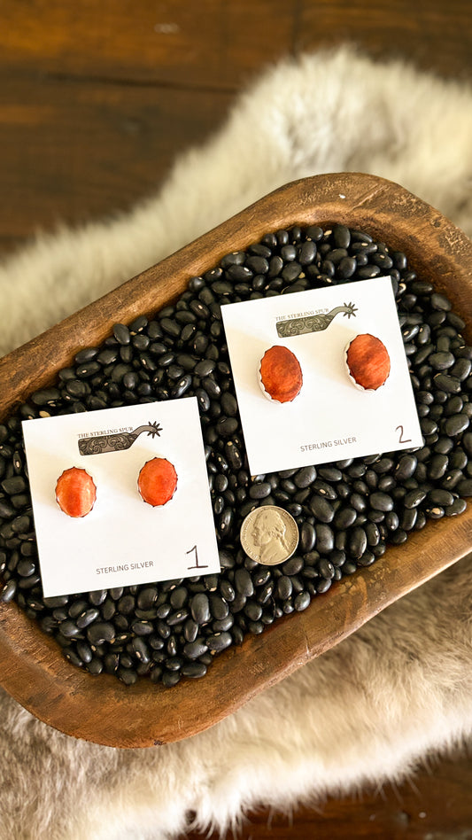 ORANGE SPINY OYSTER POST EARRINGS