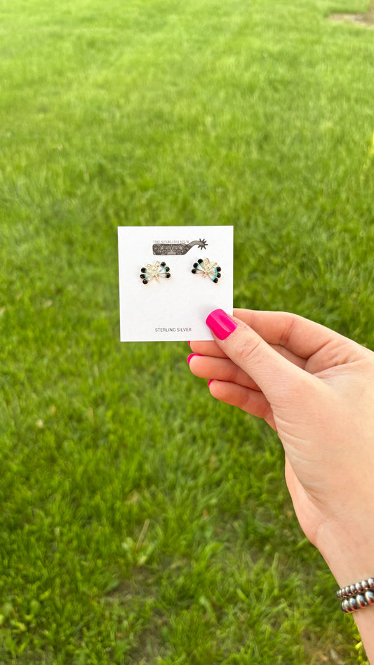 INLAY BUTTERFLY STUDS - BLUE & BLACK