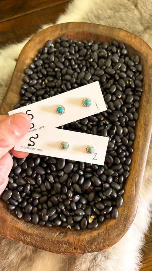 7MM KINGMAN TURQUOISE STUD EARRINGS BY ESTHER WHITE
