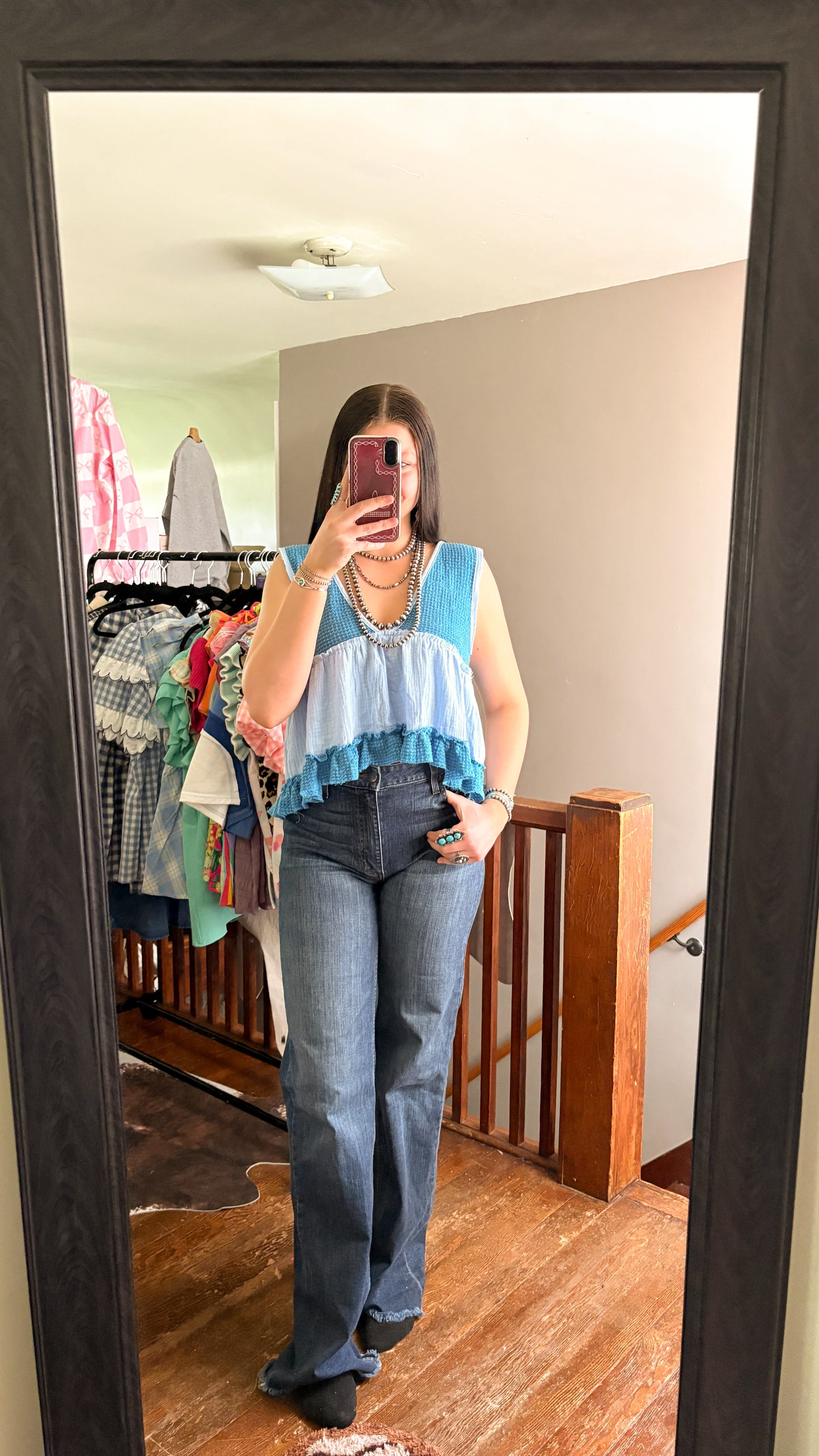 RUFFLE TANK TOP - BLUE