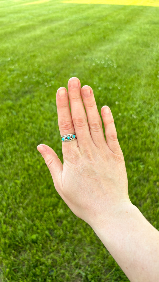 TRIPLE STONE TURQUOISE RING BY ELVIRA CADMAN