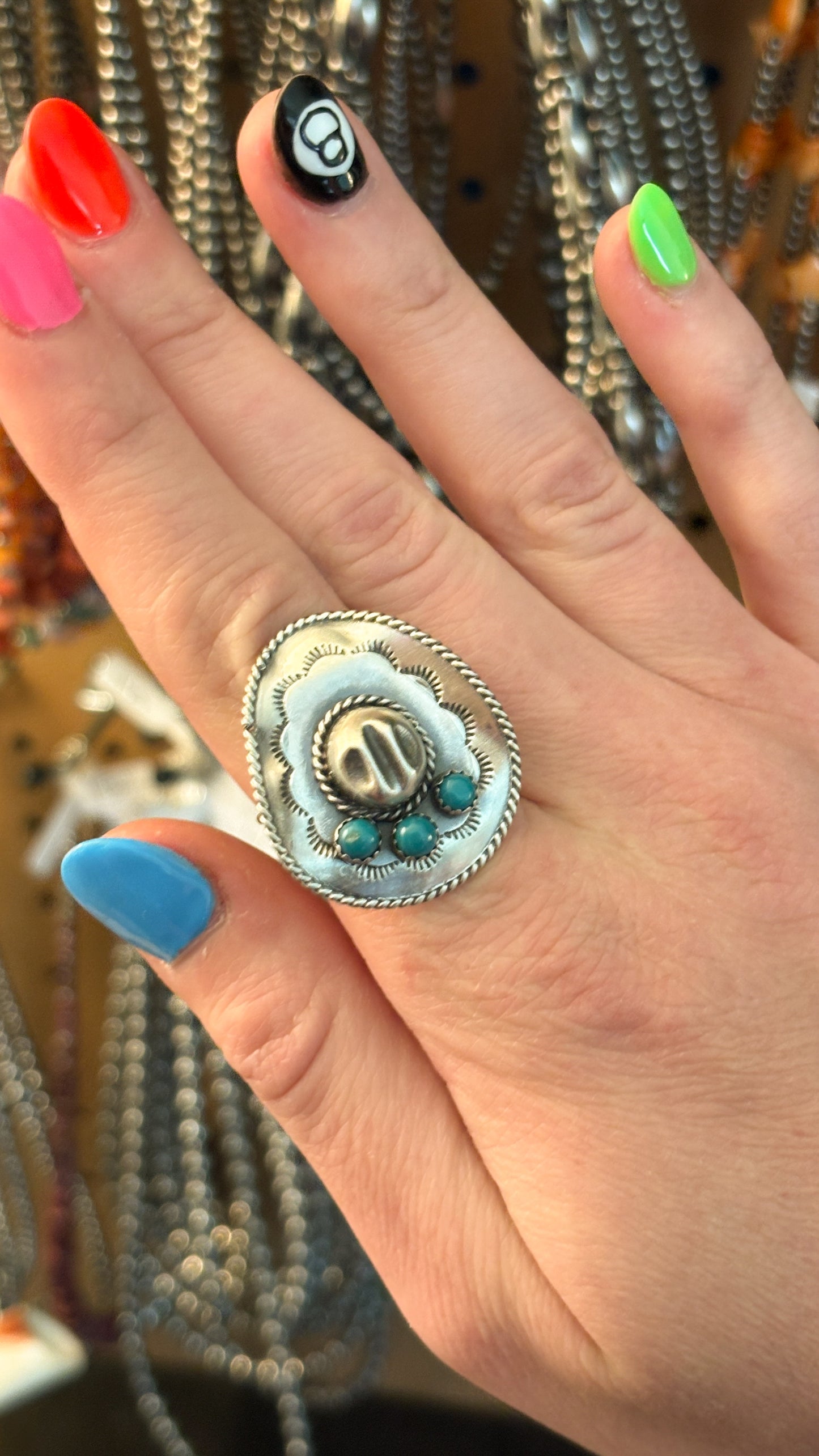 KINGMAN TURQUOISE COWBOY HAT RING BY BOBBY PLATERO