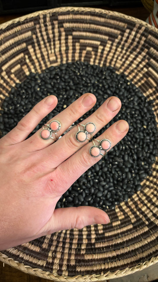 DOUBLE STONE PINK CONCH RING BY ESTHER WHITE