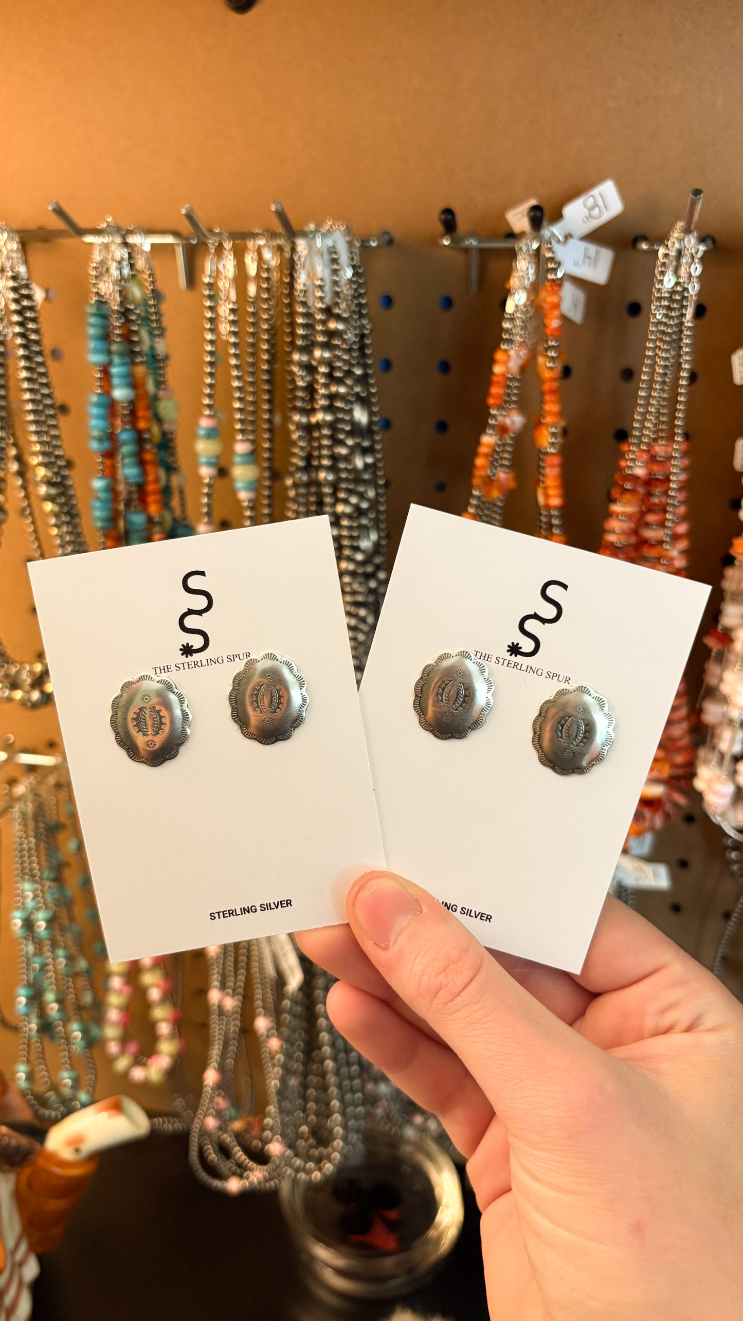 STAMPED OVAL CONCHO EARRINGS