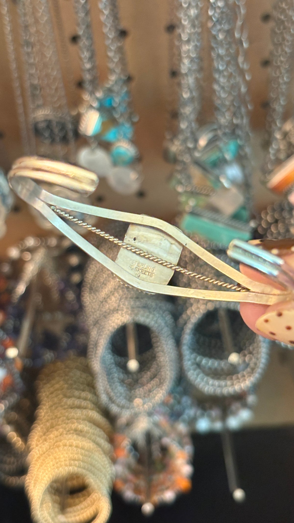 RECTANGULAR PINK CONCH CUFF BY PEGGY SKEETS