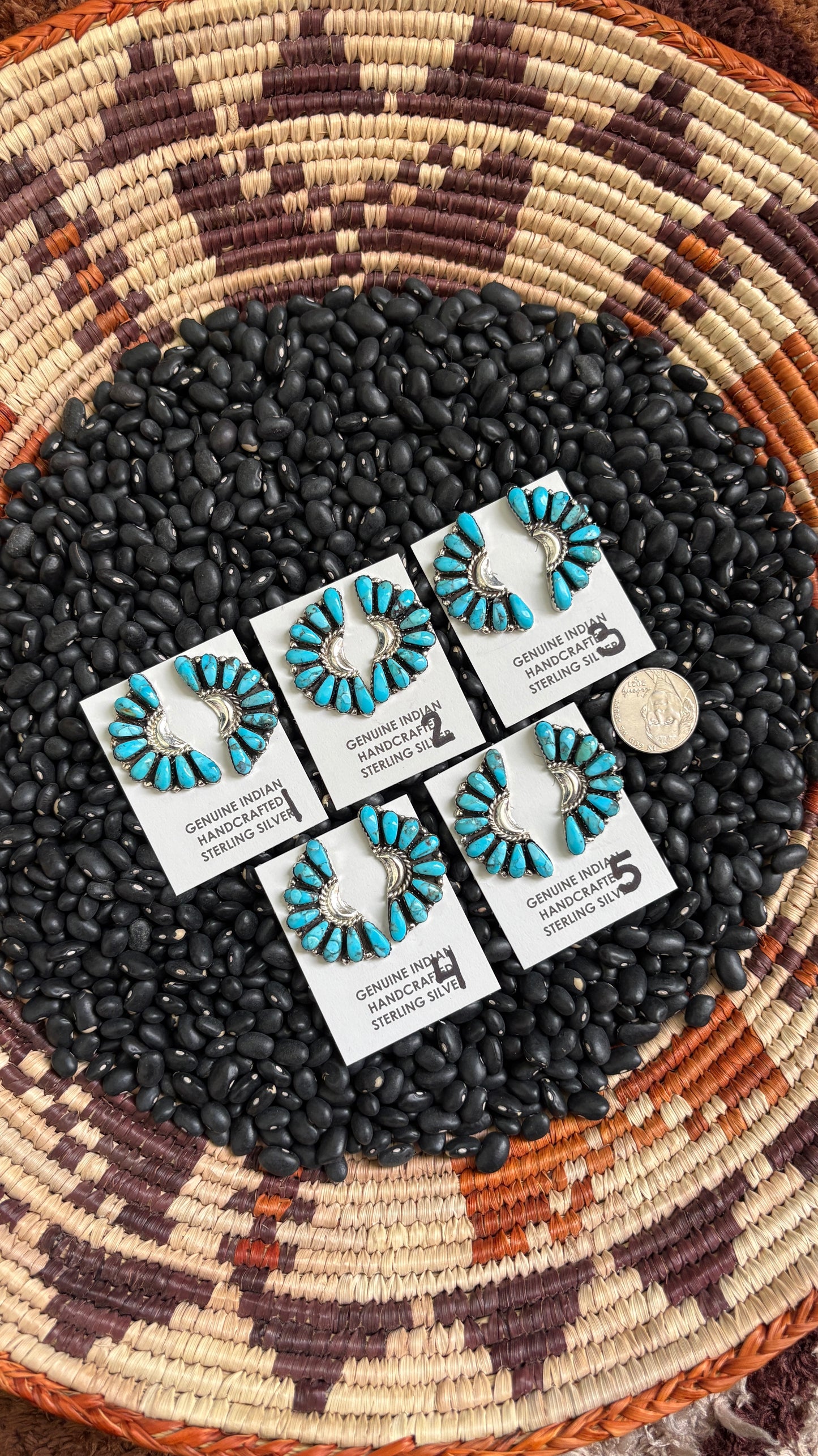 LARGE HALF CLUSTER EARRINGS BY JESSE WILLIAMS - BLUE TURQUOISE