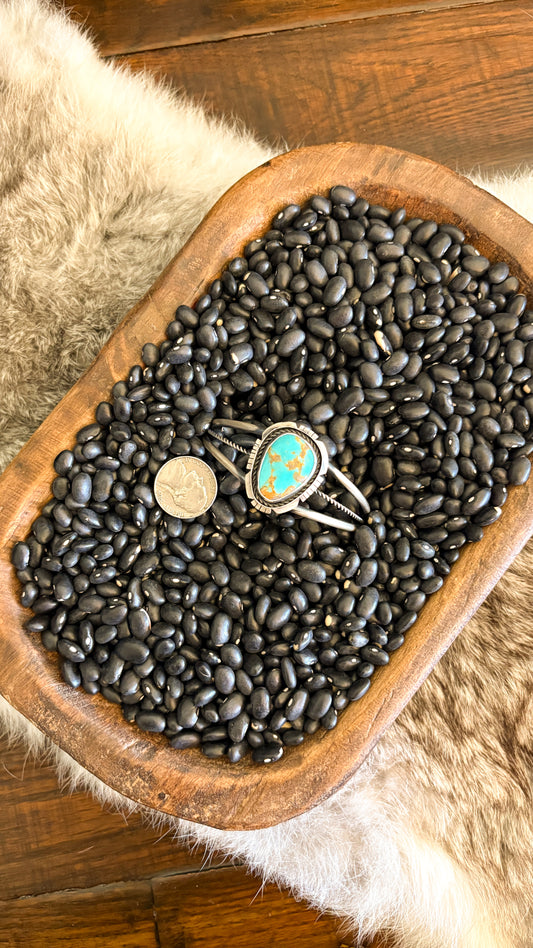 LARGE TURQUOISE CUFF W/ ROPE DETAIL