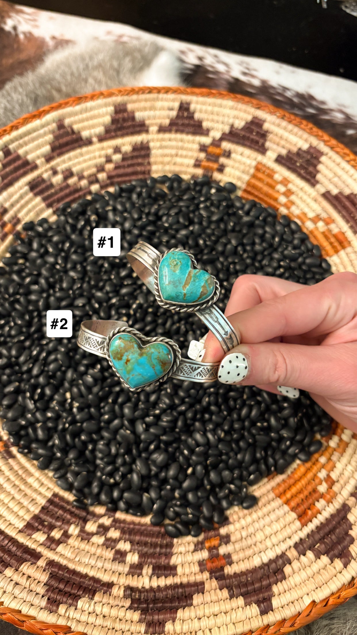 KINGMAN TURQUOISE HEART CUFF BY RICK ENRIQUEZ