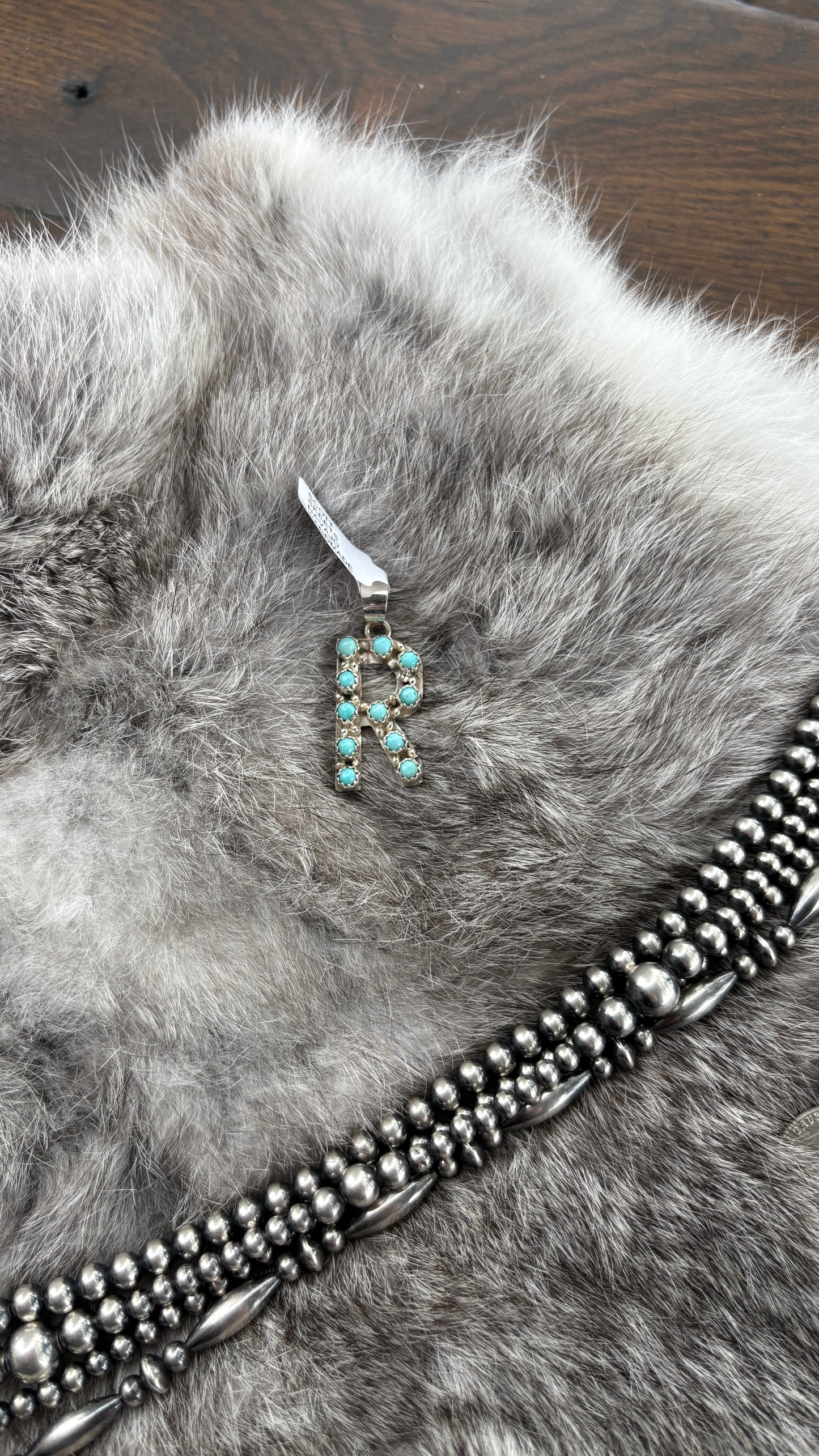 KINGMAN TURQUOISE INITAL PENDANT BY SCOTT SKEETS