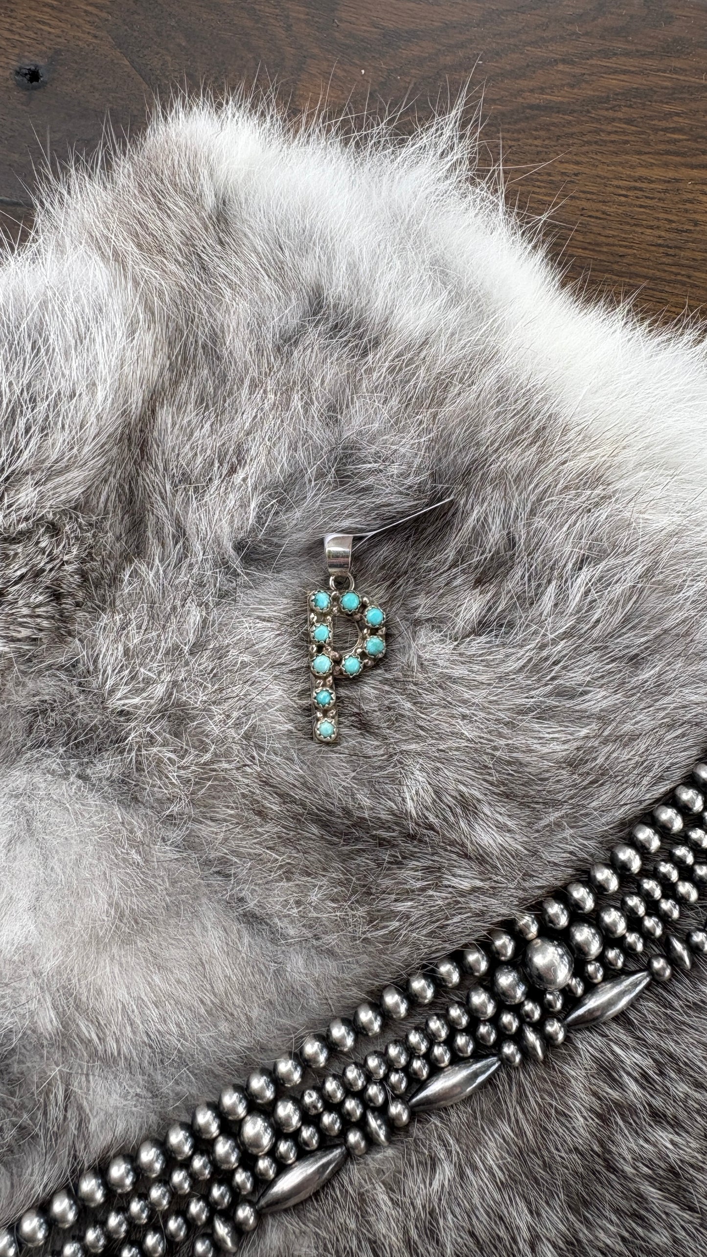 KINGMAN TURQUOISE INITAL PENDANT BY SCOTT SKEETS
