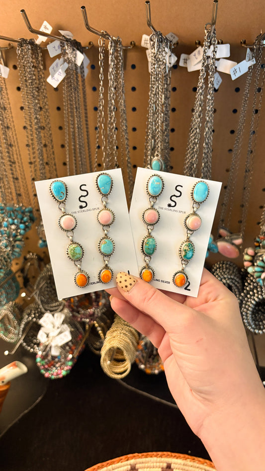 4 STONE MULTI STONE DANGLE EARRINGS BY VICKY HICKS