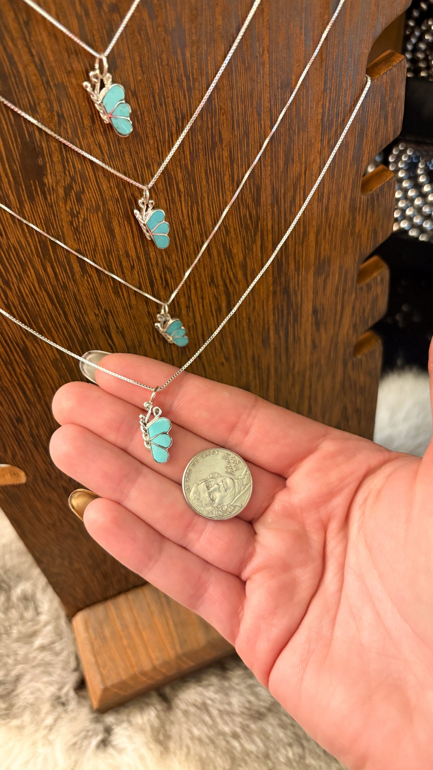 ZUNI TURQUOISE HALF BUTTERFLY NECKLACE