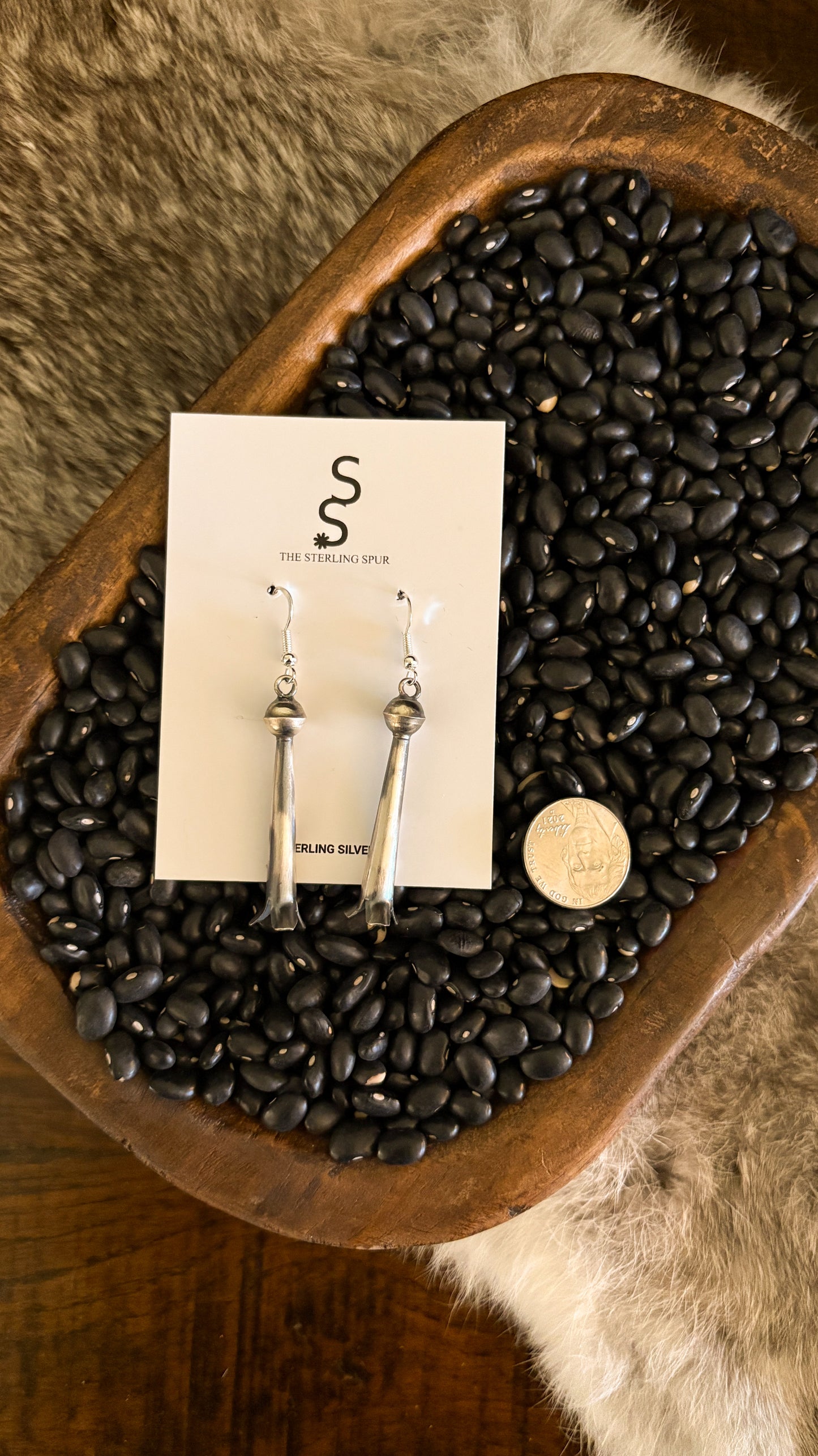 LARGE STERLING SILVER SQUASH DANGLE EARRINGS