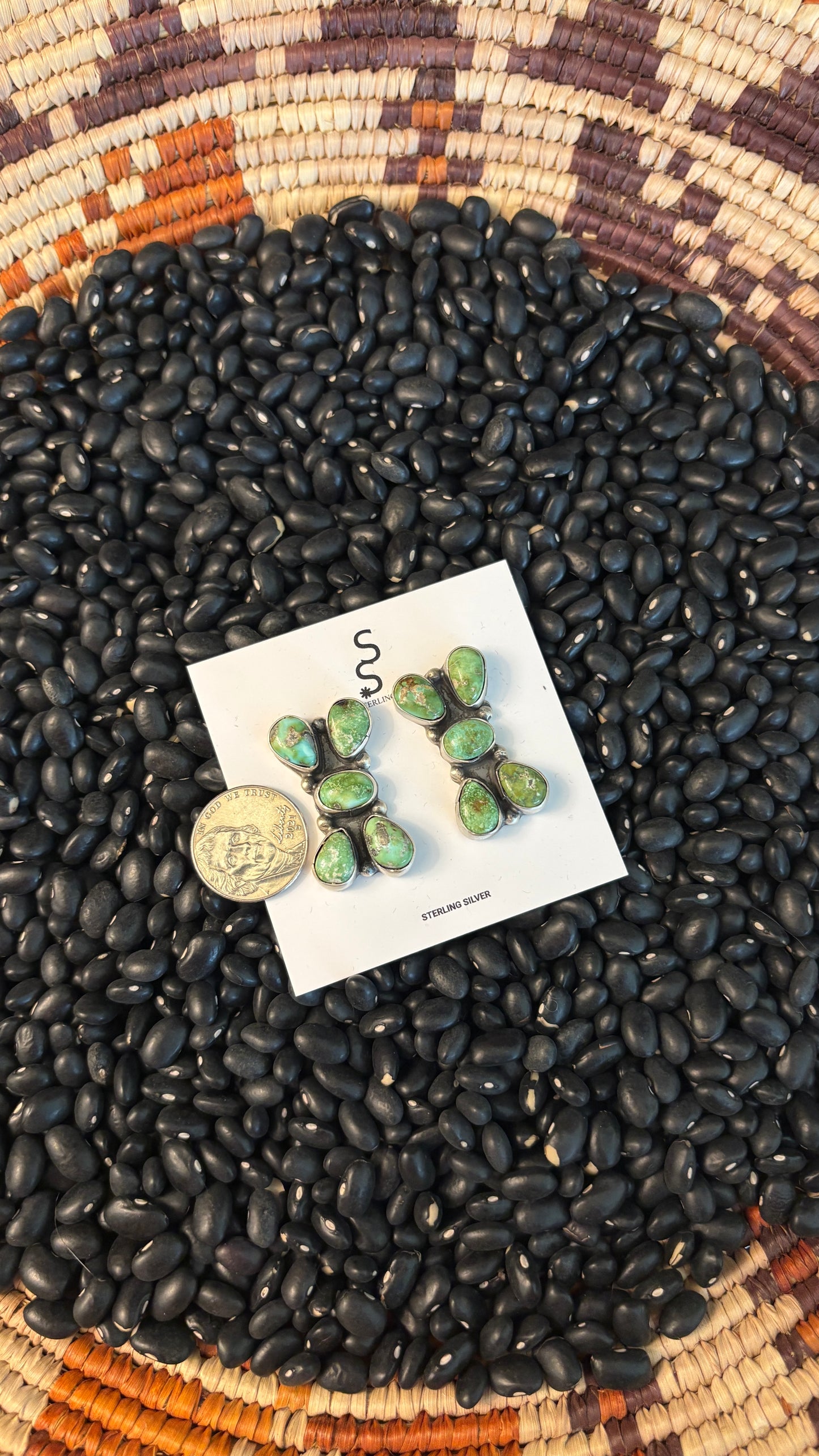 5 STONE SONORAN GOLD TURQUOISE EARRINGS BY ELLA PETERS