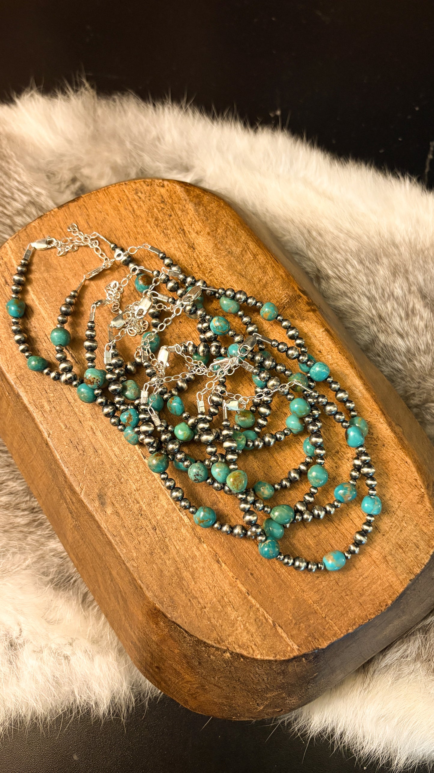 3-5MM PEARL GREEN TURQUOISE NUGGET BRACELET