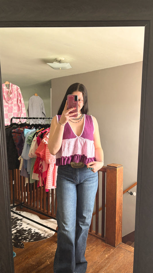 RUFFLE TANK TOP - PURPLE