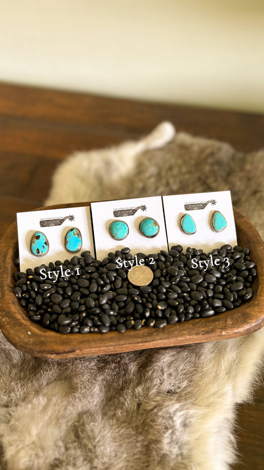 KINGMAN TURQUOISE EARRINGS BY ESTHER WHITE