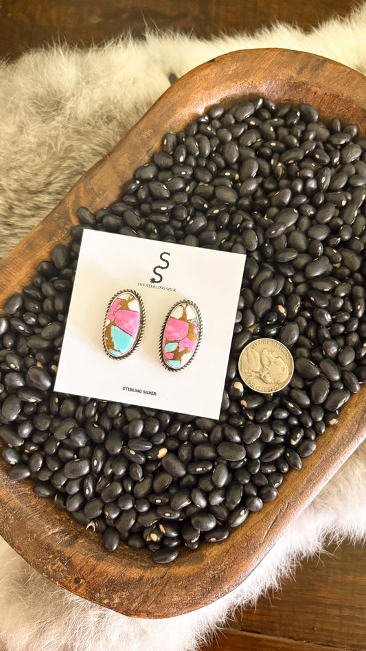 COTTON CANDY OVAL EARRINGS