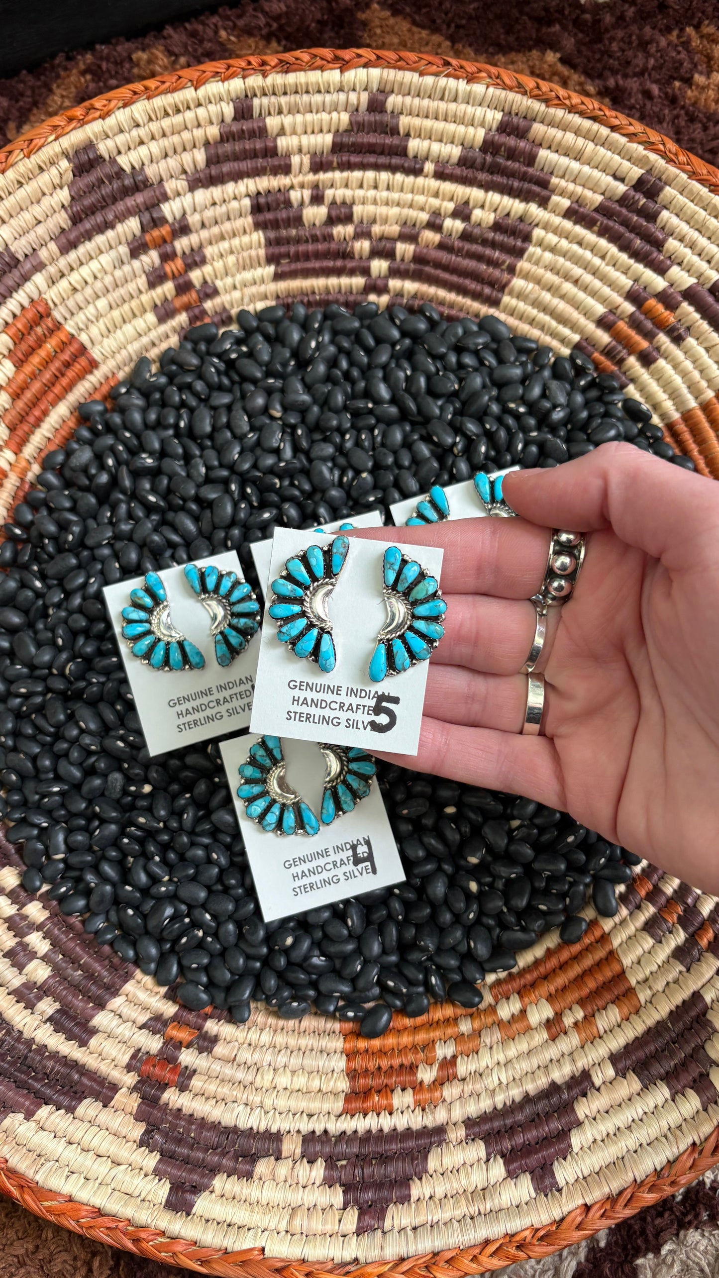 LARGE HALF CLUSTER EARRINGS BY JESSE WILLIAMS - BLUE TURQUOISE