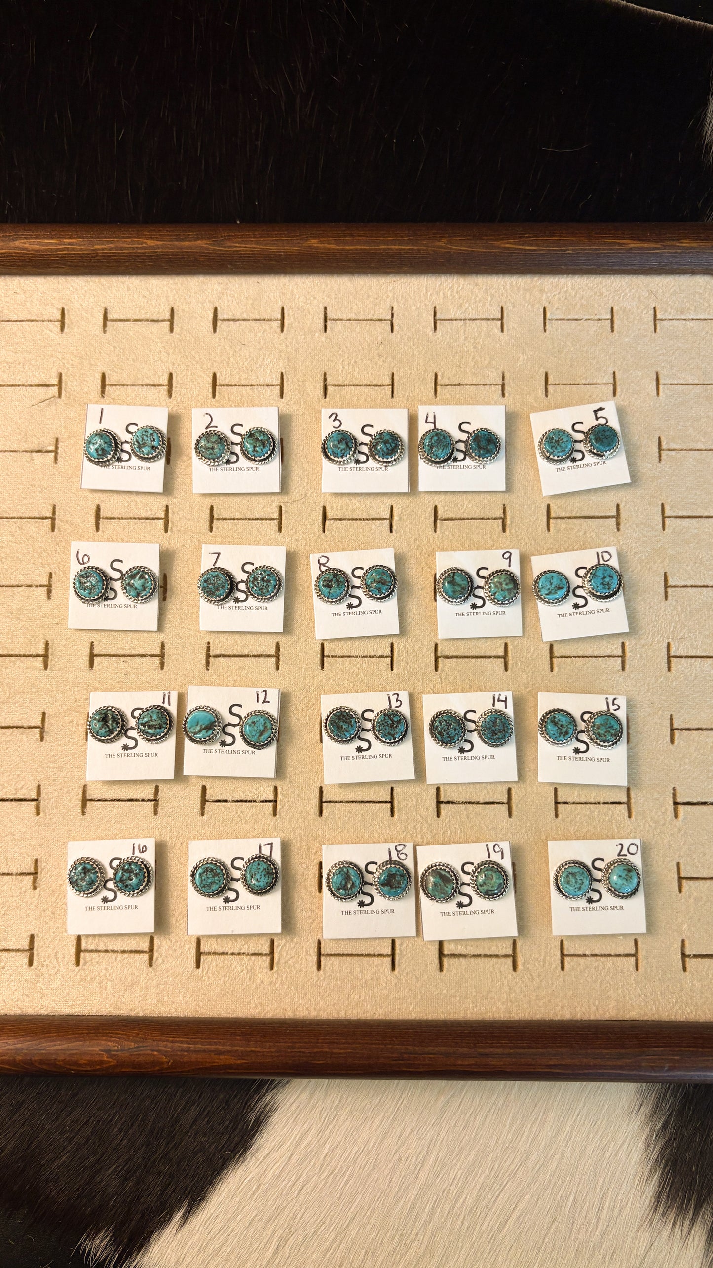 ROUGH CUT KINGMAN TURQUOISE STUD EARRINGS BY ESTHER WHITE