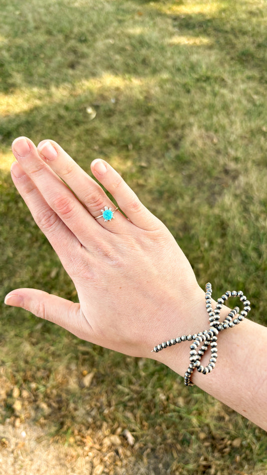OPAL TURTLE RING - LIGHT BLUE