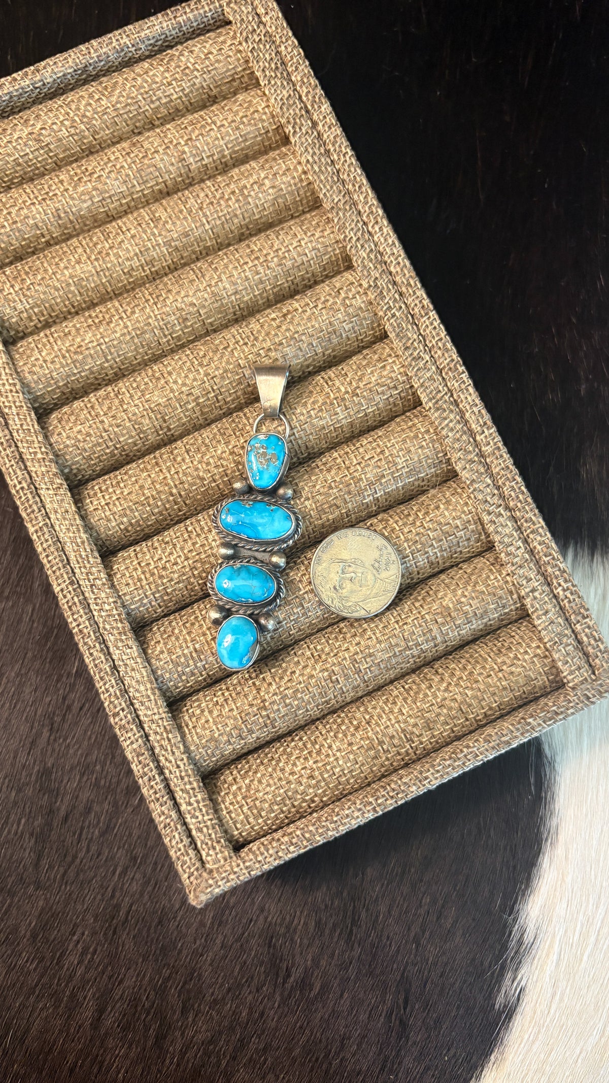 4 STONE TURQUOISE BAR PENDANT BY VICKY HICKS