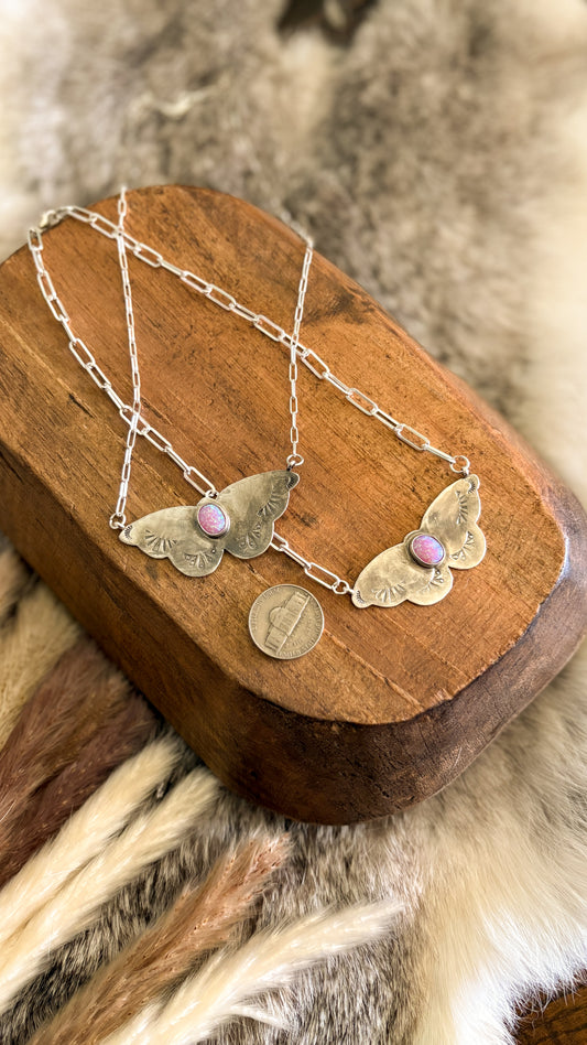 PINK OPAL BUTTERFLY NECKLACE