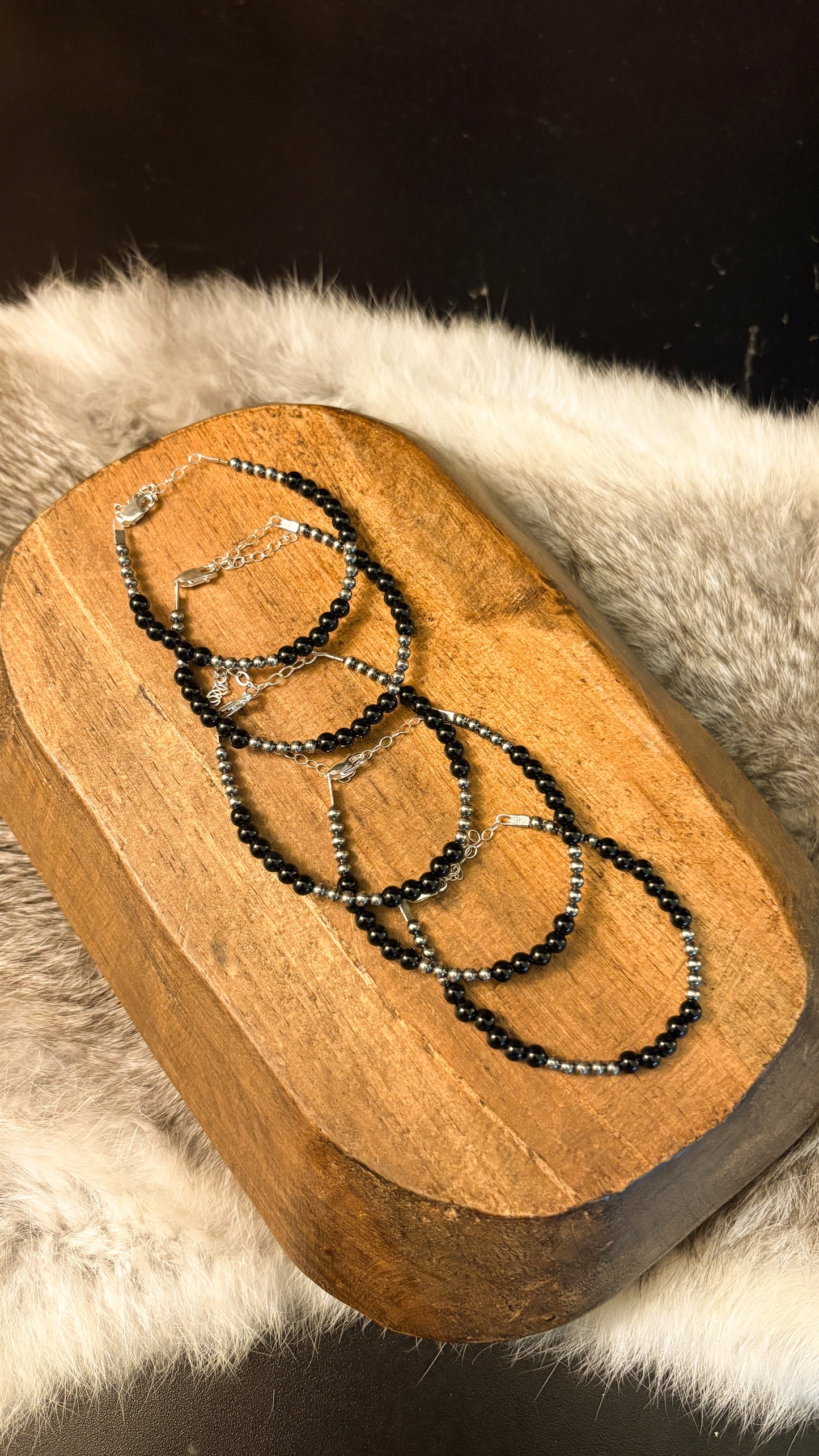 3MM PEARL BLACK ONYX BRACELET