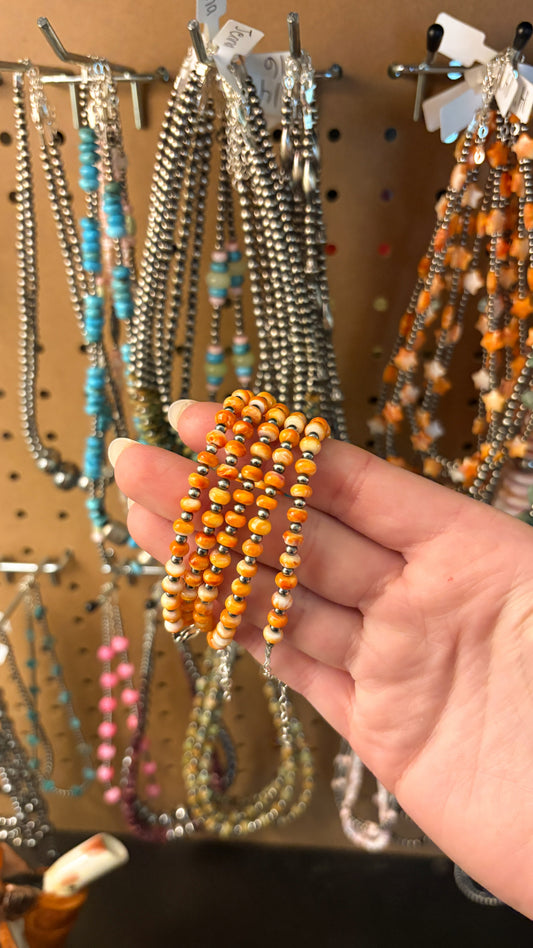 ORANGE SPINY OYSTER DISC BRACELET