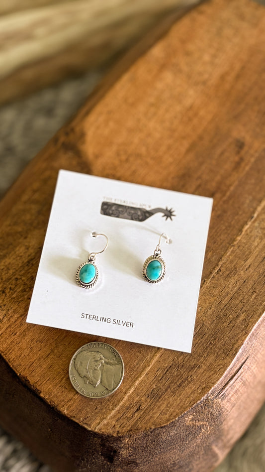 TURQUOISE SINGLE STONE DANGLE EARRINGS