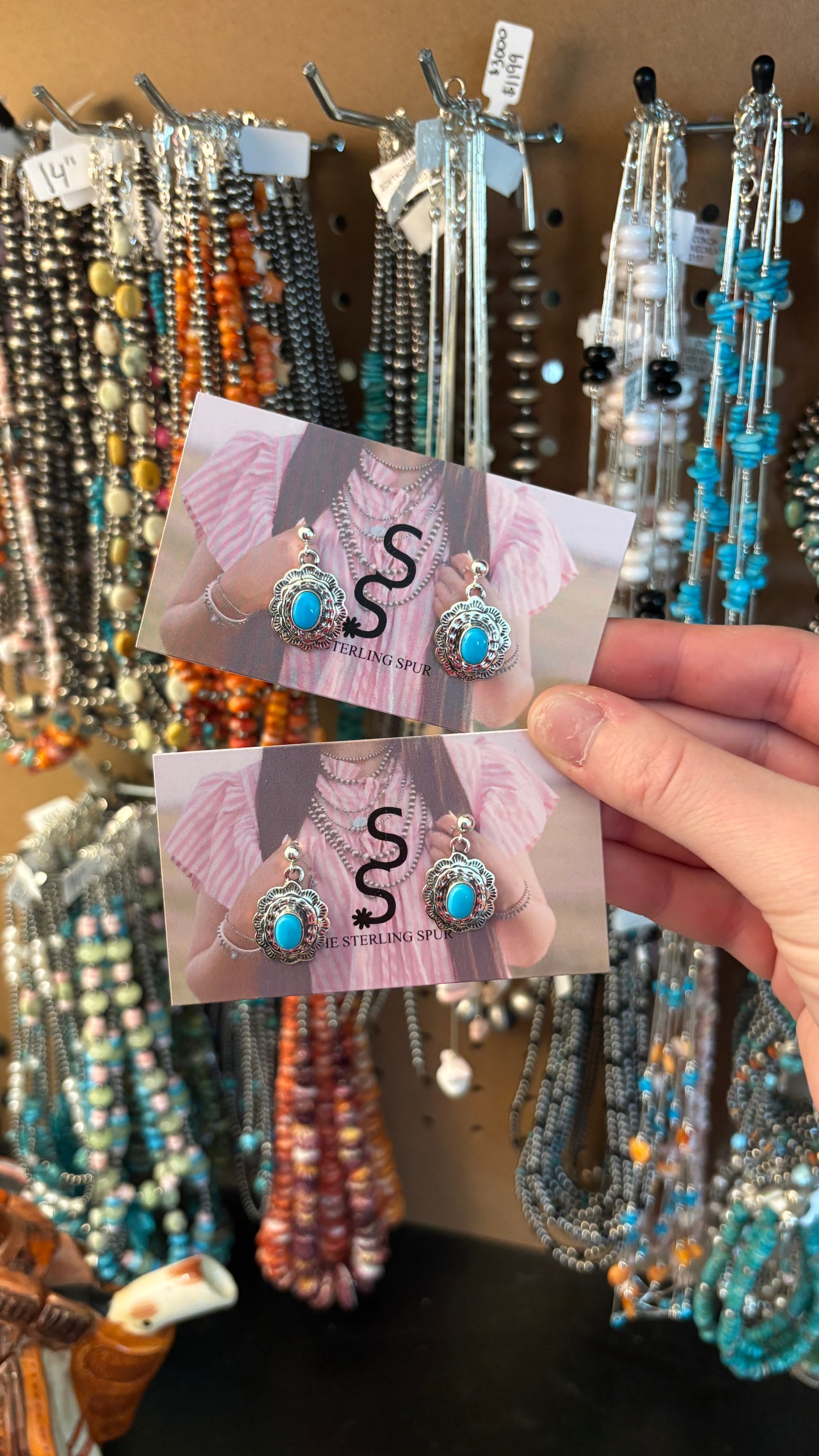 SLEEPING BEAUTY TURQUOISE CONCHO DANGLE EARRINGS BY ALLEN LEE