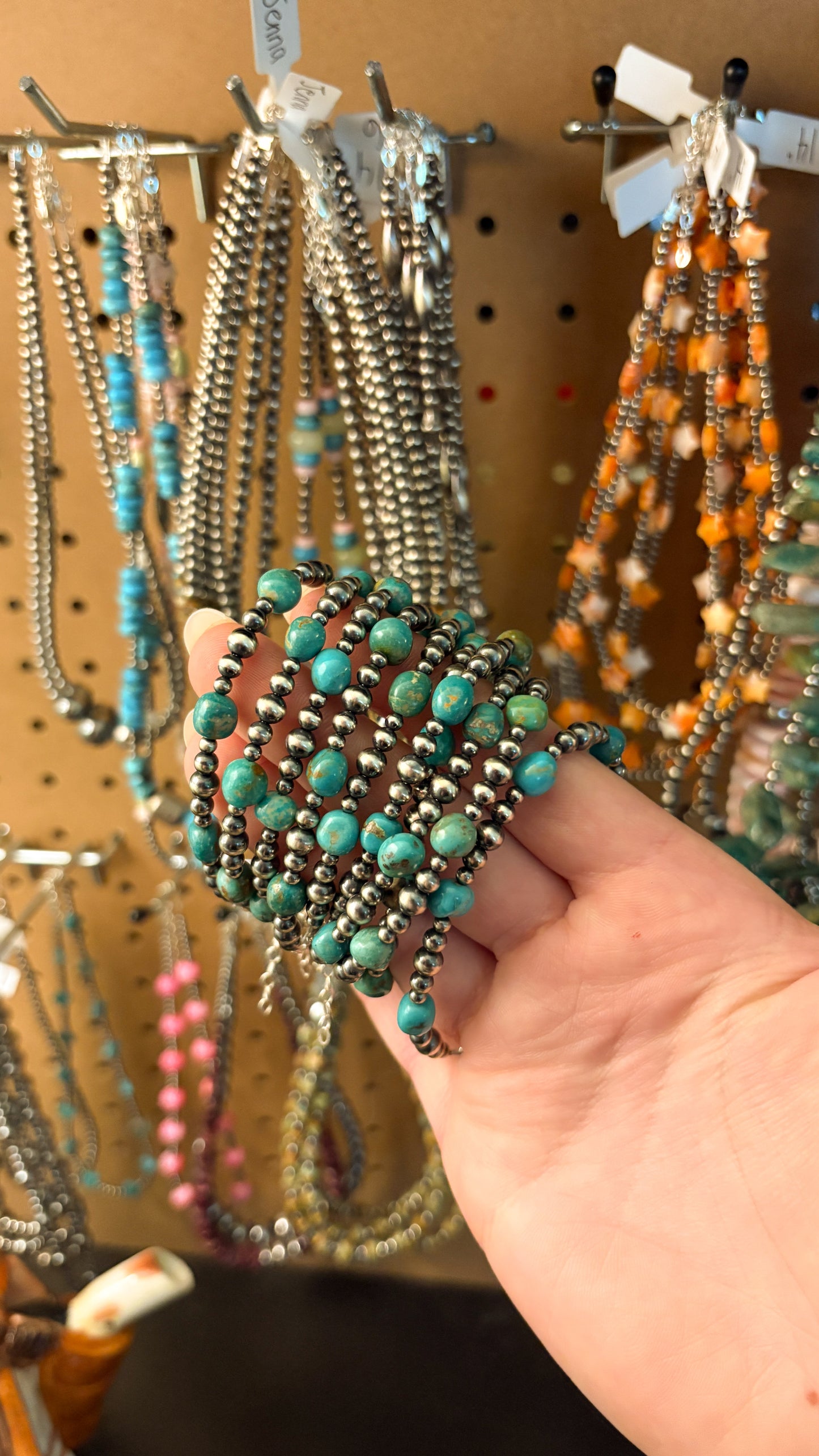 3-5MM PEARL GREEN TURQUOISE NUGGET BRACELET