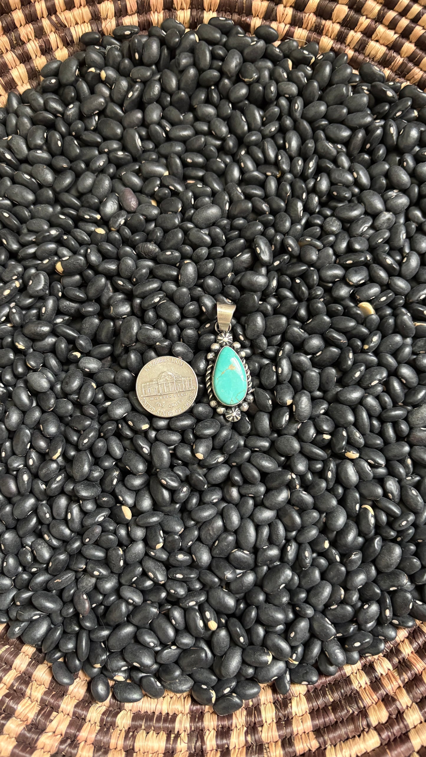 TURQUOISE PENDANT W DECORATIVE DETAIL