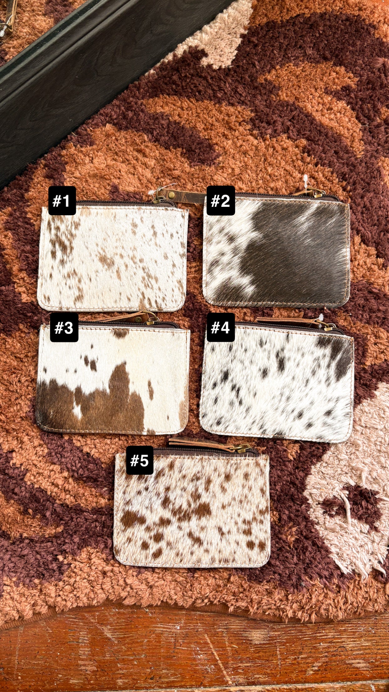 COWHIDE CARDS COIN POUCH