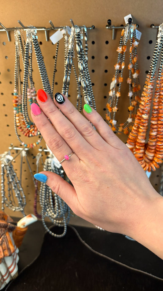 HOT PINK OPAL OVAL STACKER RING
