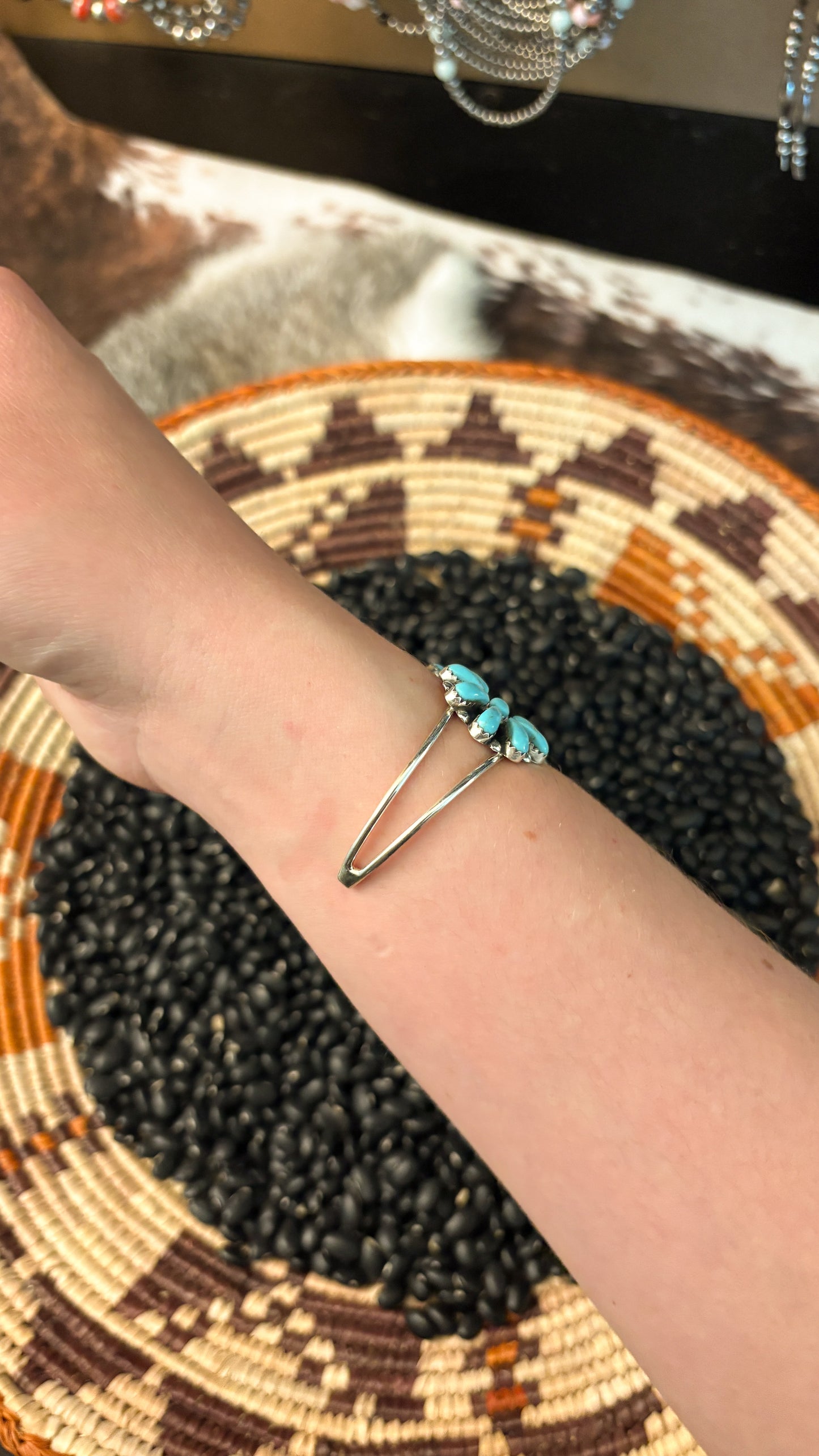 ROUND TURQUOISE CLUSTER CUFF BY ROSANA WILLIAMS