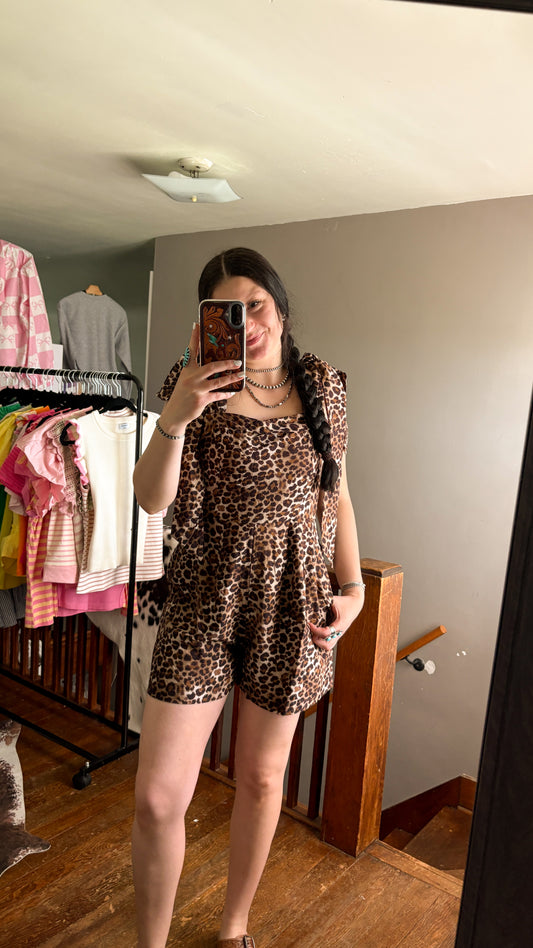 LEOPARD BOW ROMPER