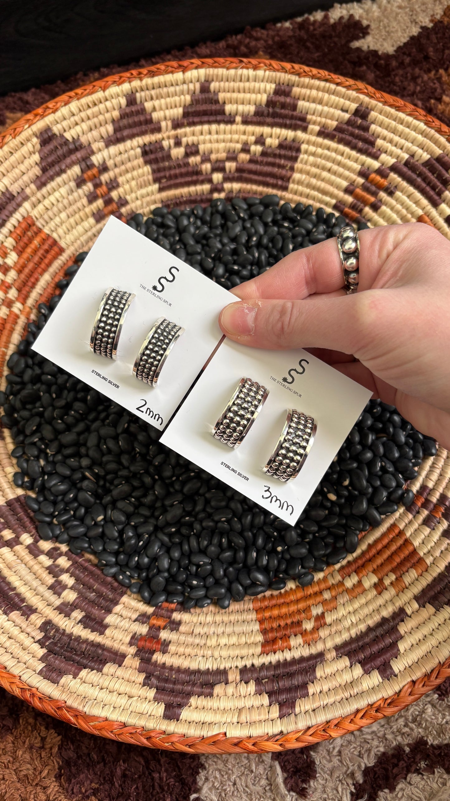 TRIPLE ROW BALL HALF HOOP EARRINGS