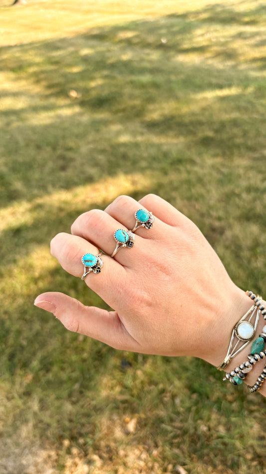 TURQUOISE SINGLE STONE FEATHER RING BY MAXINE CALLADITO