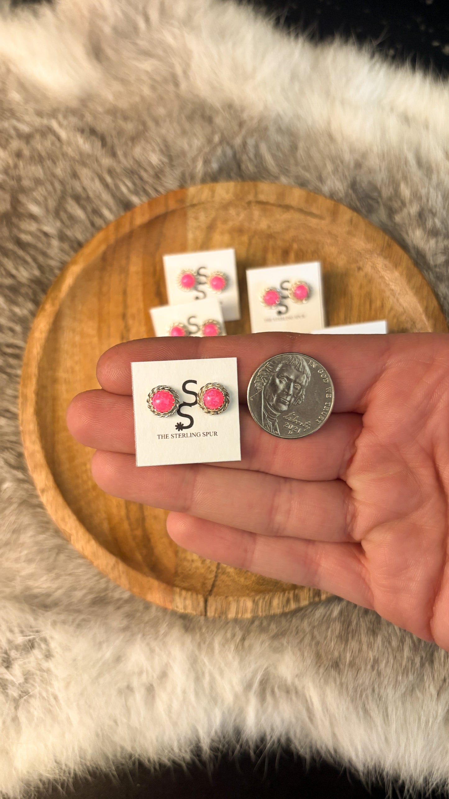 MINI HOT PINK OPAL STUDS BY ESTHER WHITE