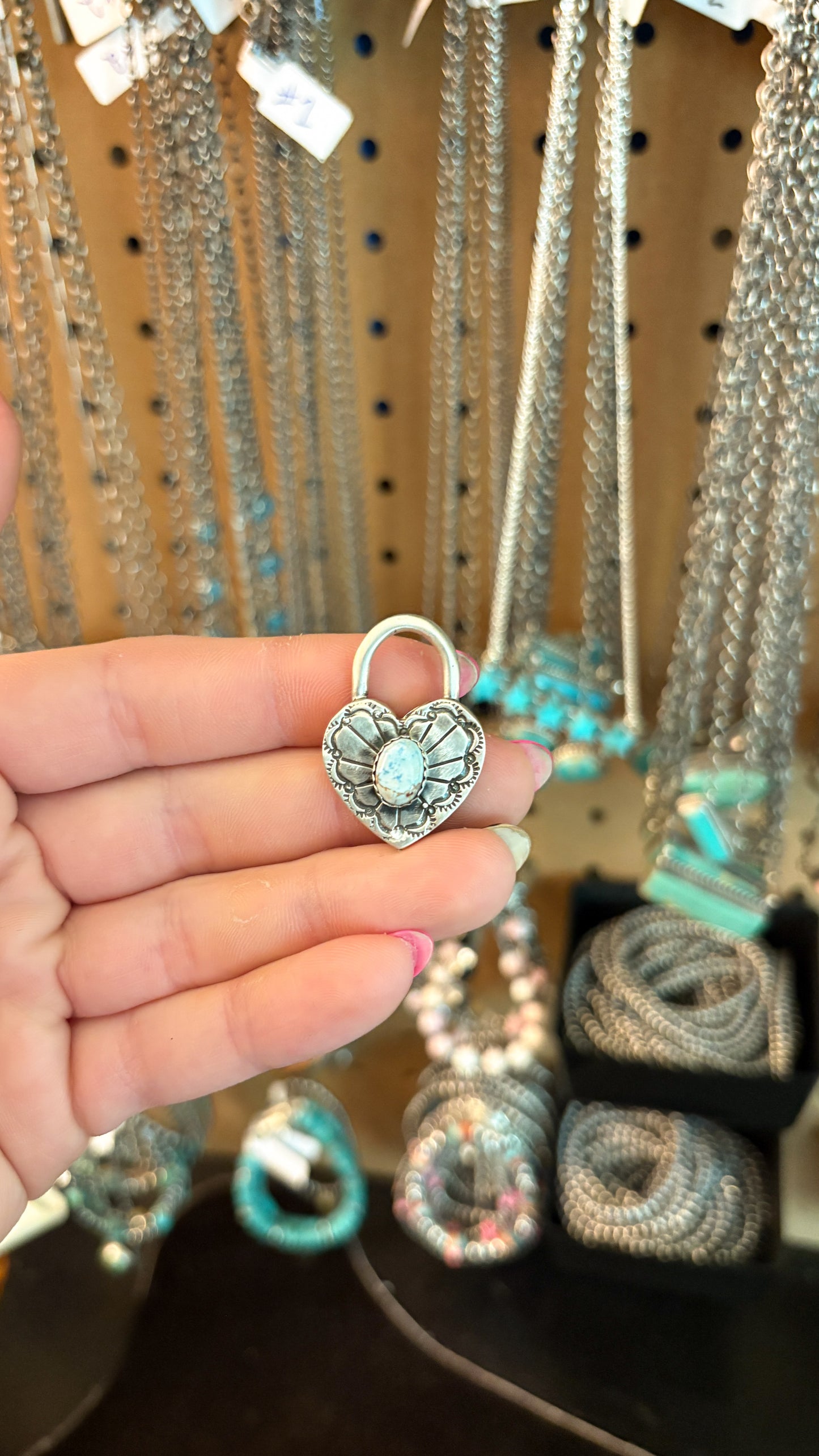 GOLDEN HILLS TURQUOISE HEART LOCKET BY HAROLD TAHE