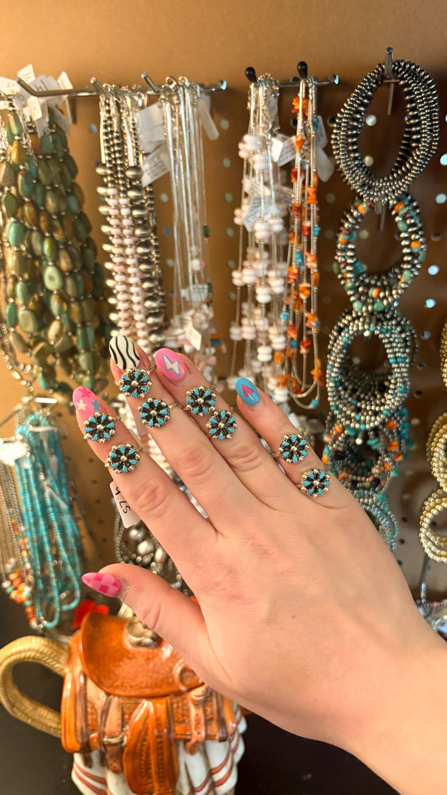 ROUND TURQUOISE CLUSTER RING BY TRICIA LEEKITY