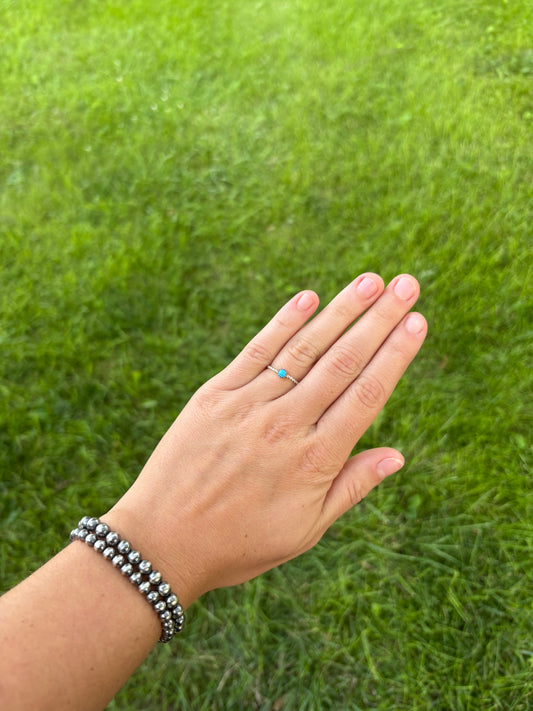 DAINTY TURQUOISE ROPE BAND RING BY ESTHER WHITE