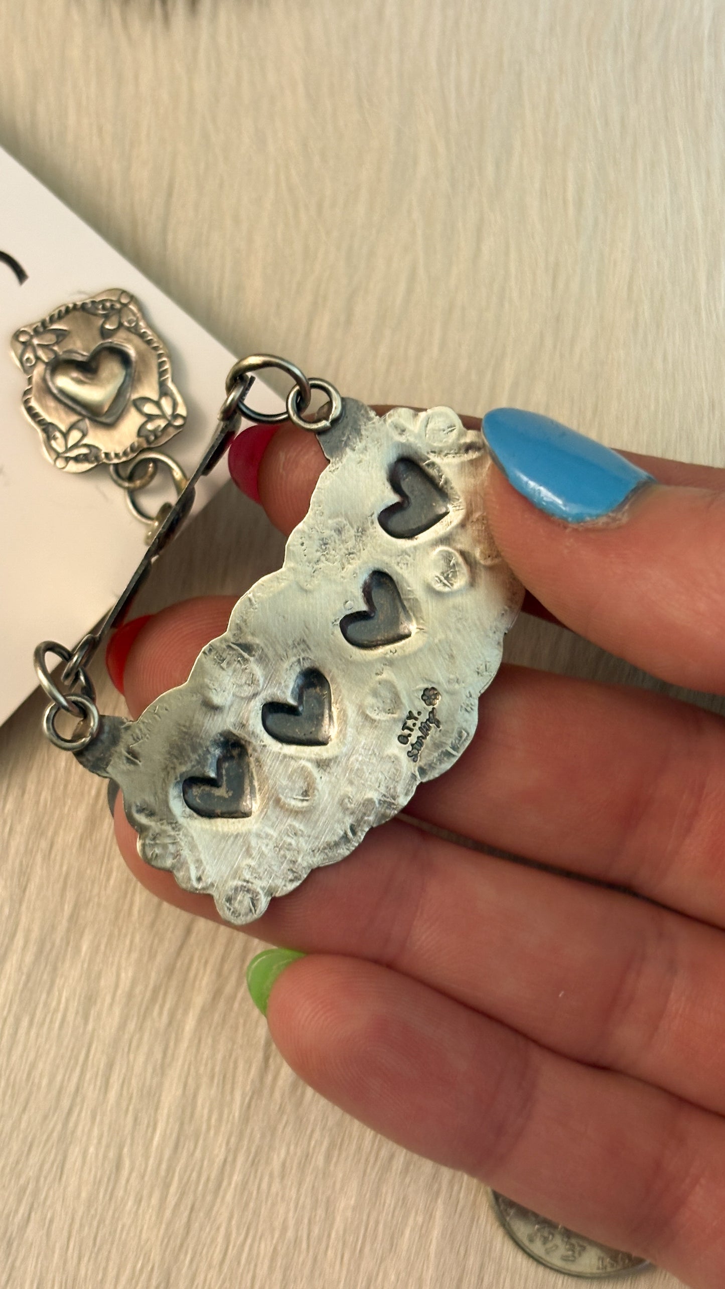 CHANDELIER STYLE HEART CONCHO DANGLE EARRINGS BY GABRIELE YAZZIE